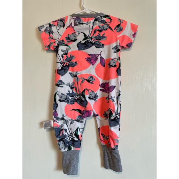 Kid Tales short sleeve one piece pants floral zip lightweight Size 73 US 6-9 m - Picture 2 of 8